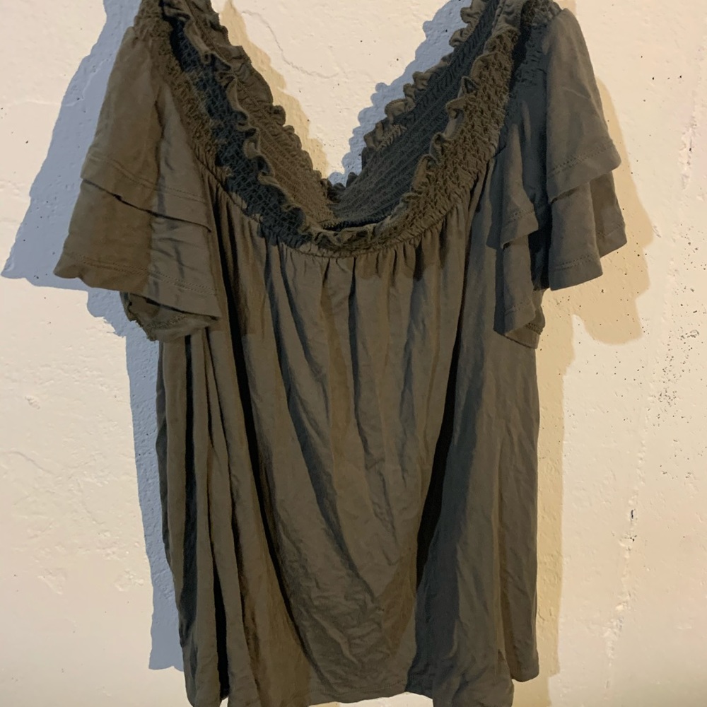 off the shoulder green american eagle top
